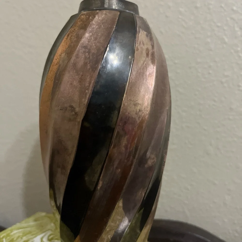 Brass Vase India Mixed Metal Swirl Pattern Copper and Brass